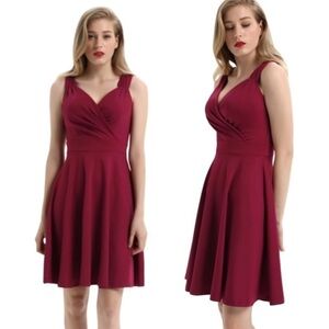 Grace Karin Burgundy Sleeveless Fit and Flare Cocktail Dress